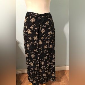 90s Floral Maxi Skirt Button Front Petite Medium